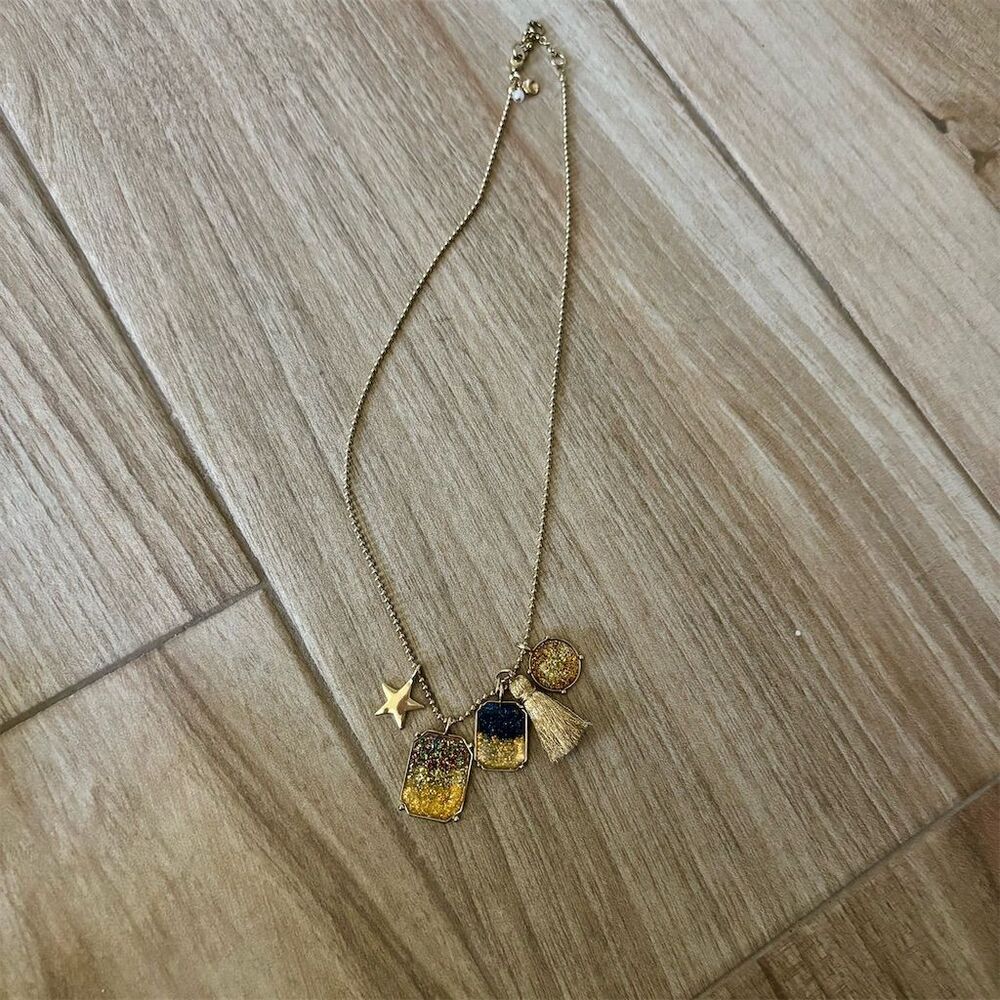 Gold-Tone Necklace with Star & Tassel Charms